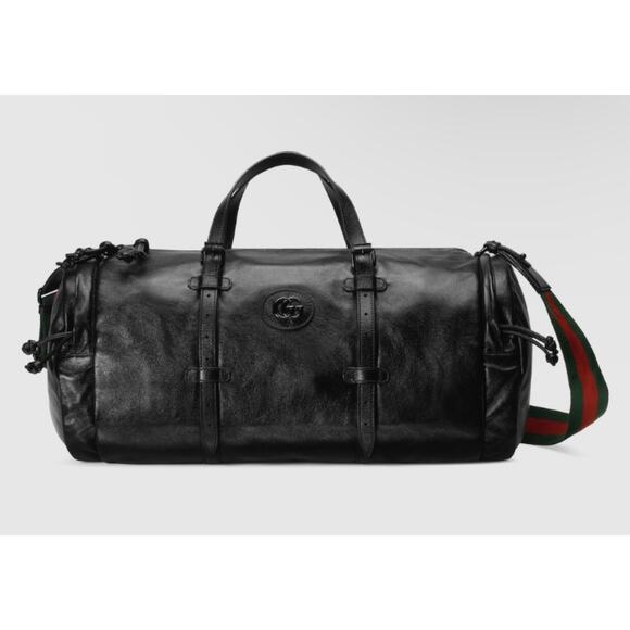 GUCCI X SUPREME BLACK DUFFLE LEATHER LOGO GG MONOGRAM W 20.08 H 9.84 inch, D 9.5 - Picture 1 of 7